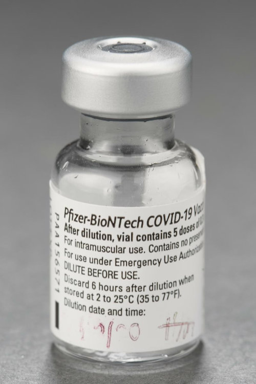 Vial previously containing the Pfizer-BioNTech COVID-19 vaccine