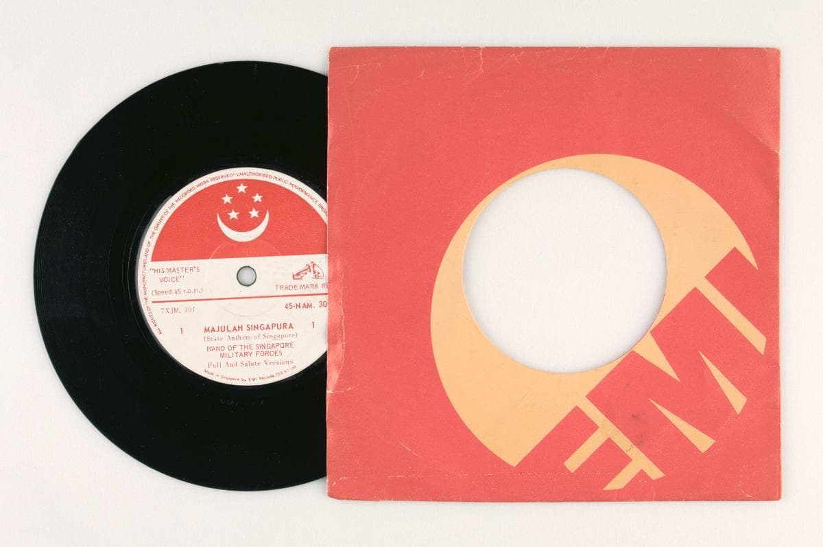 Vinyl record of Singapore’s national anthem, “Majulah Singapura”